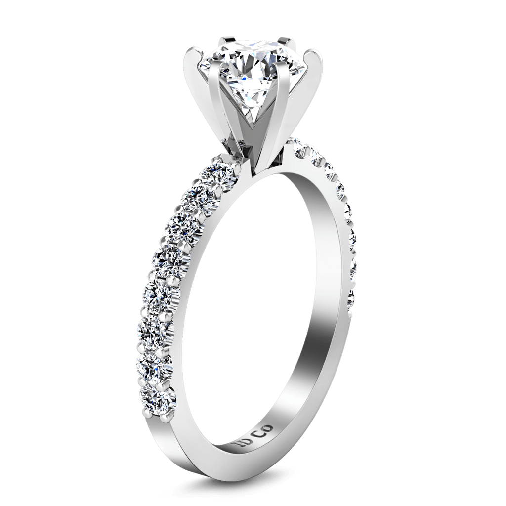Round Diamond Pave Engagement Ring Lauren 14K White Gold engagement rings imaginediamonds 