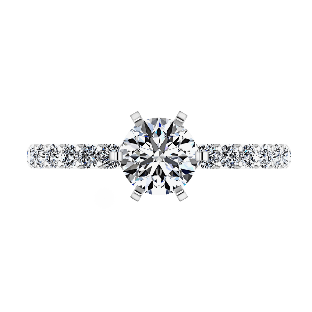 Round Diamond Pave Engagement Ring Lauren 14K White Gold engagement rings imaginediamonds 