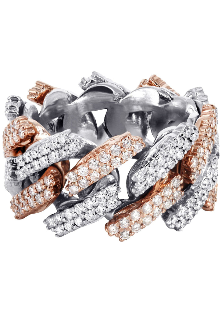 14K Rose And White Gold Diamond Cuban Link Ring | 20 Grams | 4.00 Carats MEN'S RINGS FROST NYC 