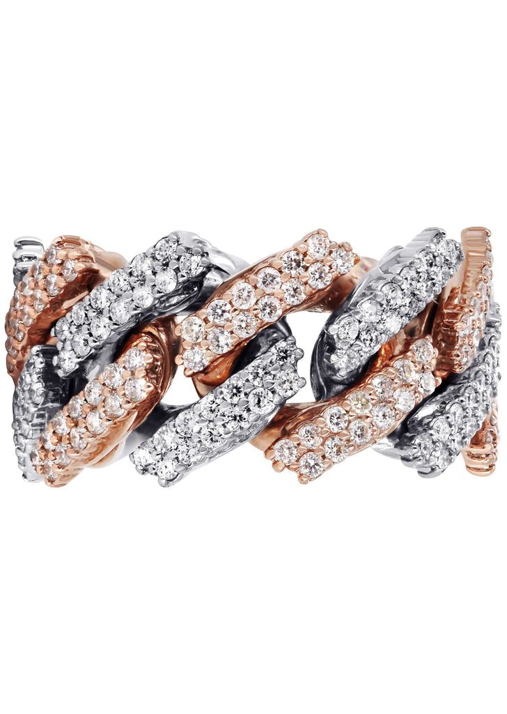 14K Rose And White Gold Diamond Cuban Link Ring | 20 Grams | 4.00 Carats MEN'S RINGS FROST NYC 