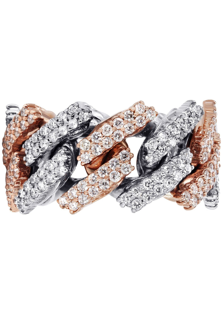 14K Rose And White Gold Diamond Cuban Link Ring | 20.1 Grams | 4.05 Carats FrostNYC 
