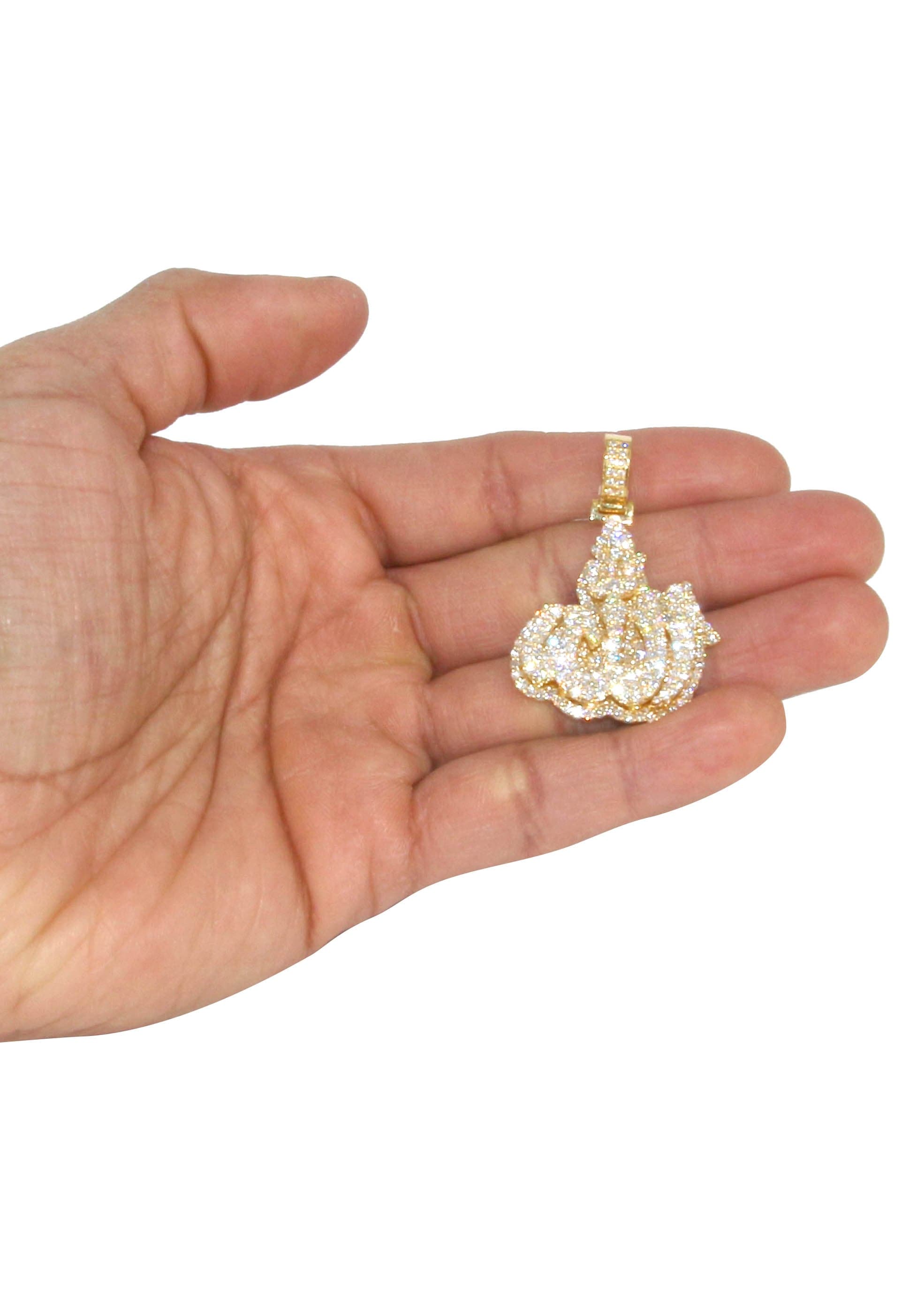 Collana con ciondolo Allah con diamante simulato da 3 carati: argento