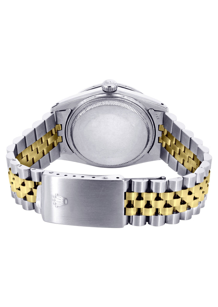 Diamond Gold Rolex Watch For Men | 36Mm | Black Arabic Full Diamond Dial | Jubilee Band CUSTOM ROLEX FROST NYC 