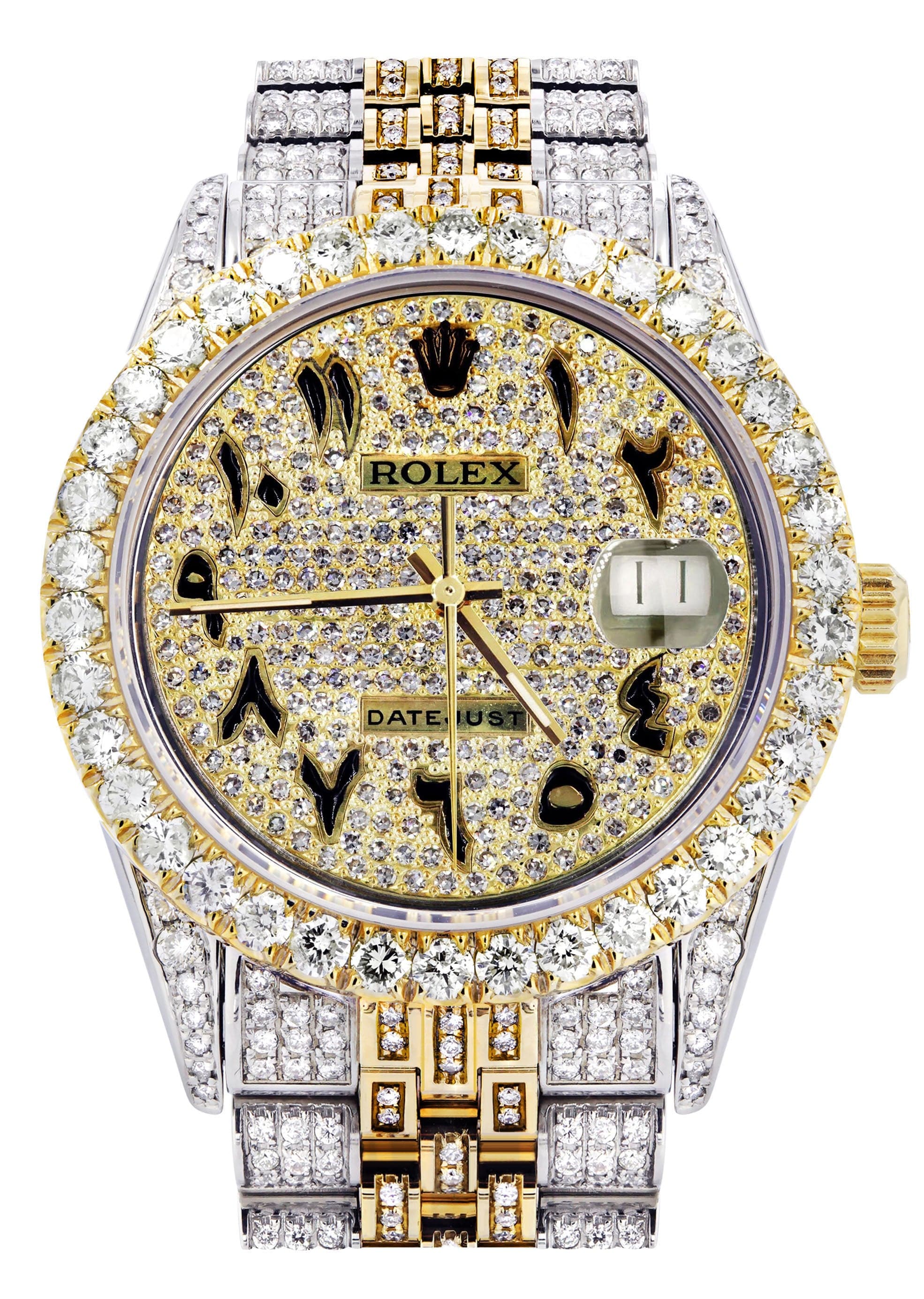 Watch Iced Out Rolex Arabische Ziffern 41mm Datejust Iced Out Iced