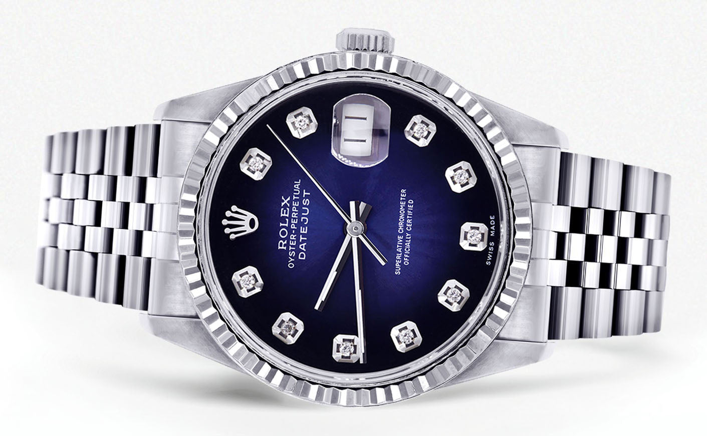 Womens Rolex Datejust Watch 16200 | Fluted Bezel | 36Mm | Blue Black D