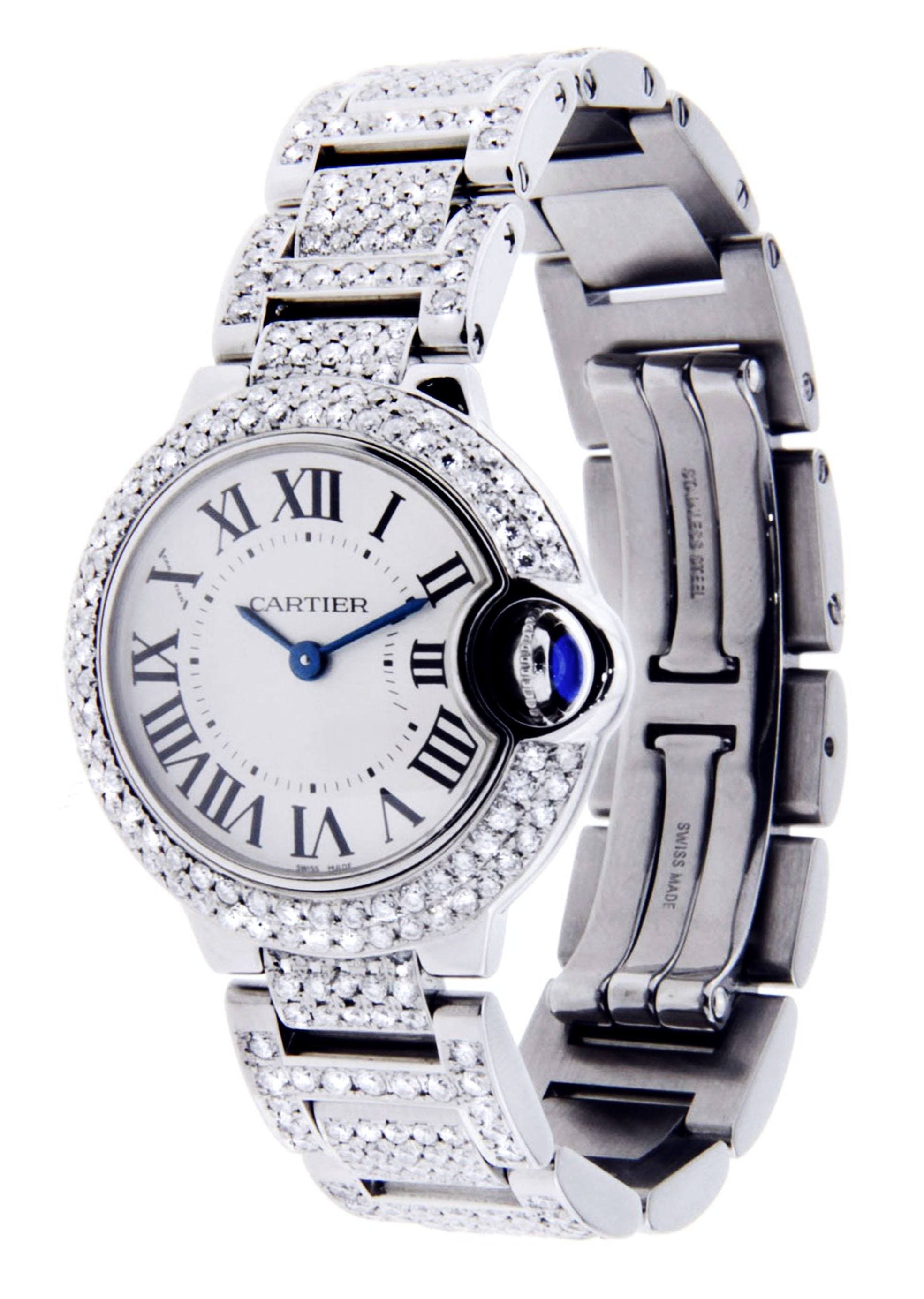 Diamond Cartier Ballon Bleu Watch For Women | Stainless 