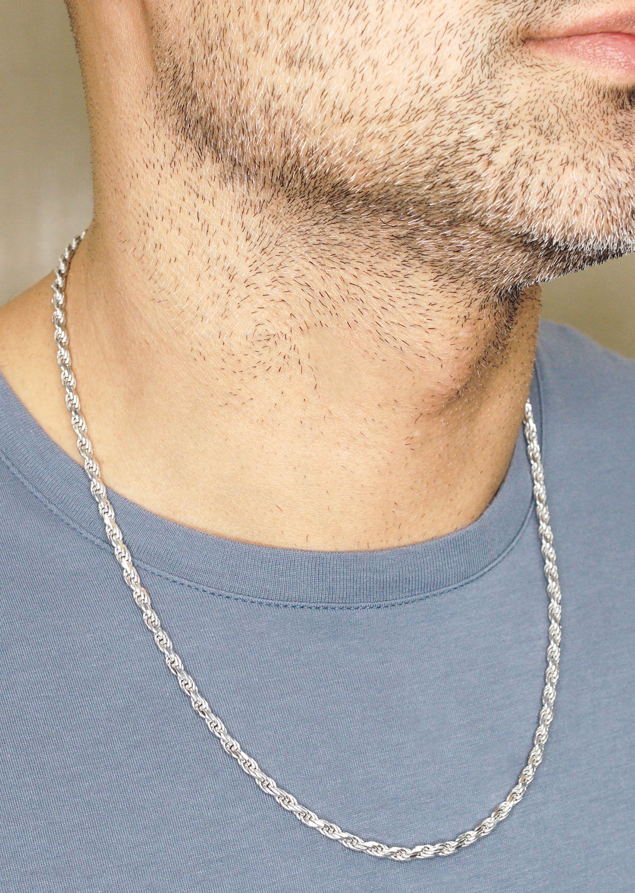 Silver Chain Mens White Chain Rope Chain MM