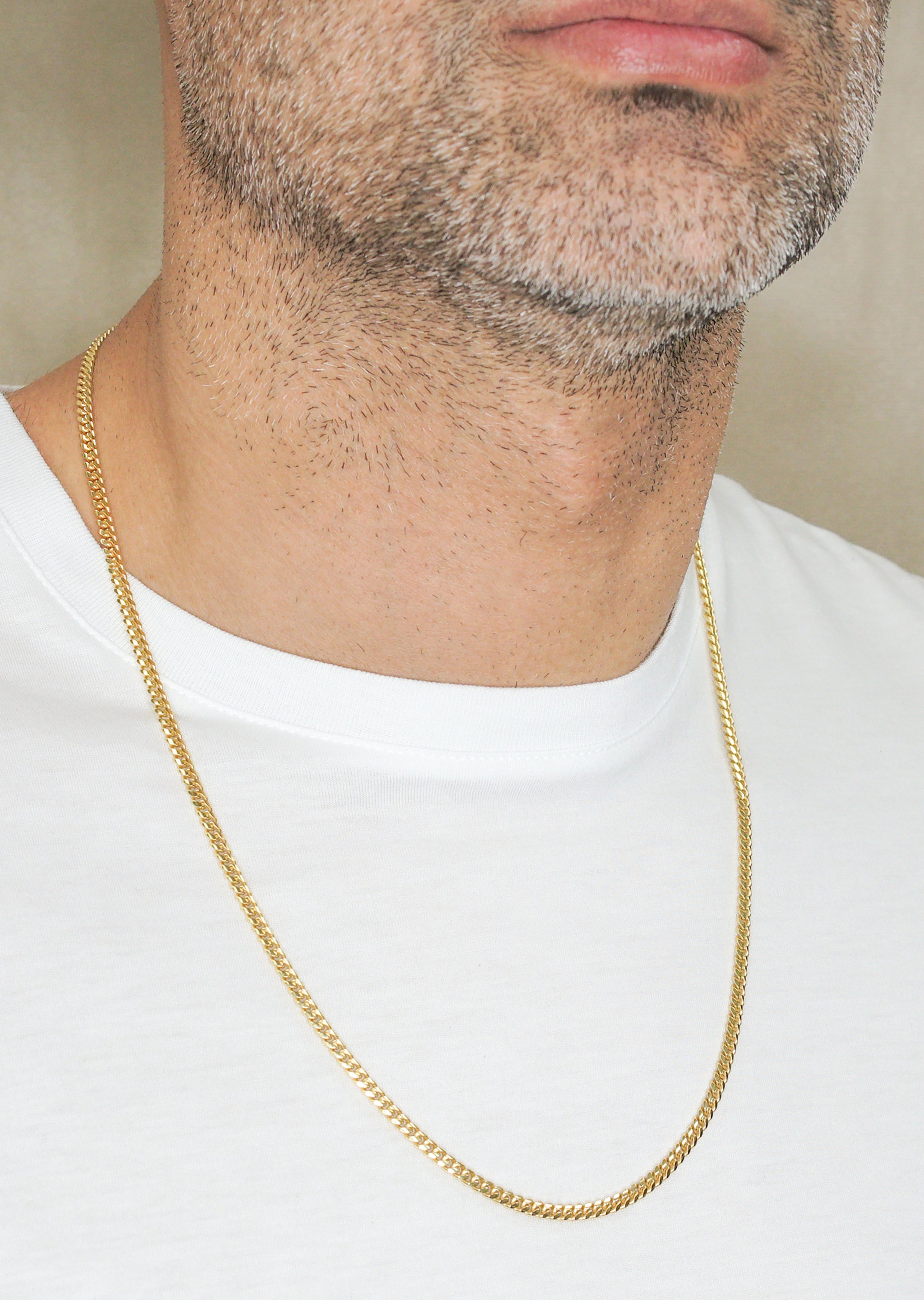 Silver Chain Mens Gold Chain Miami Cuban Link Chain MM