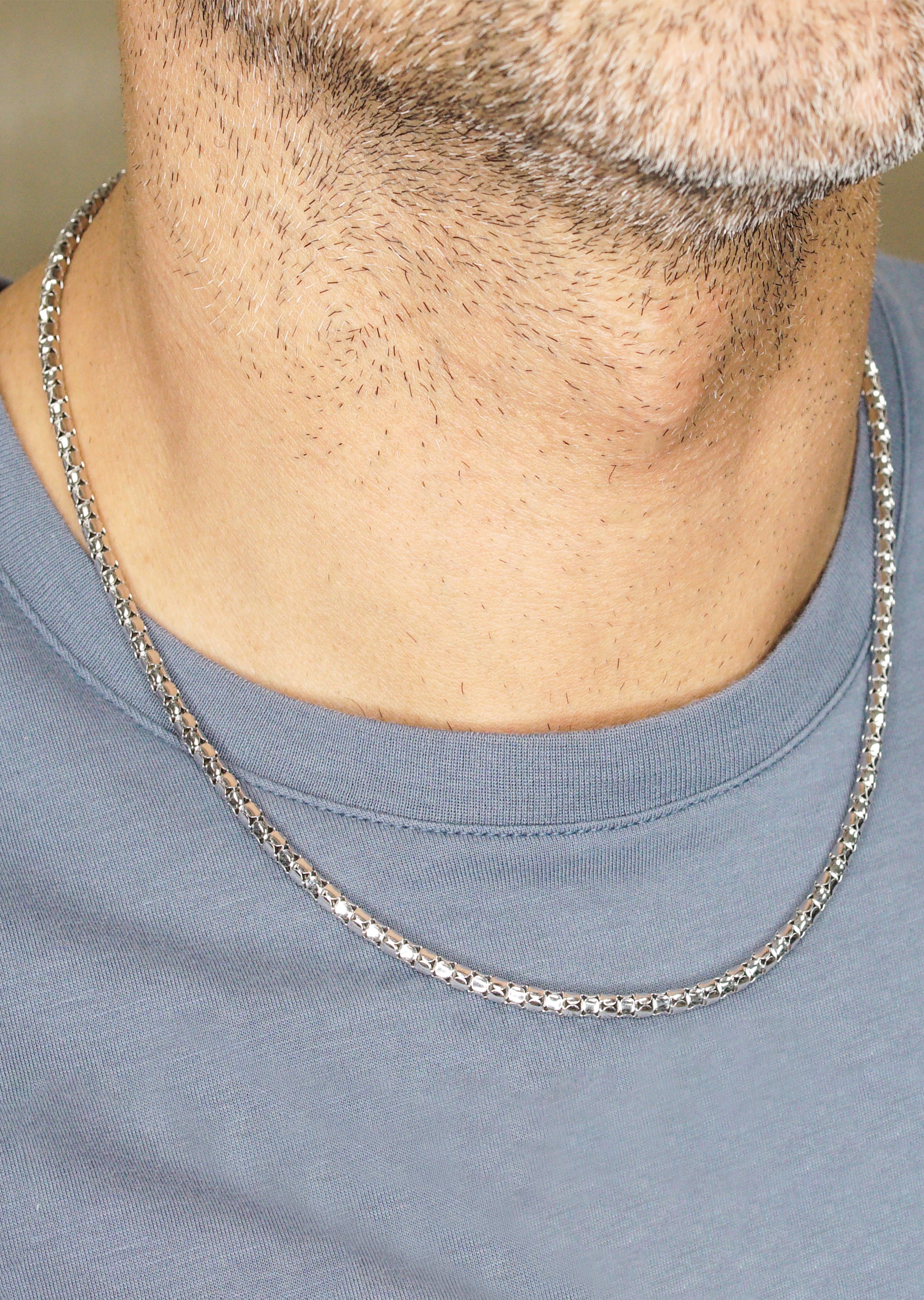 Silver Chain Mens White Chain Coreana Chain MM