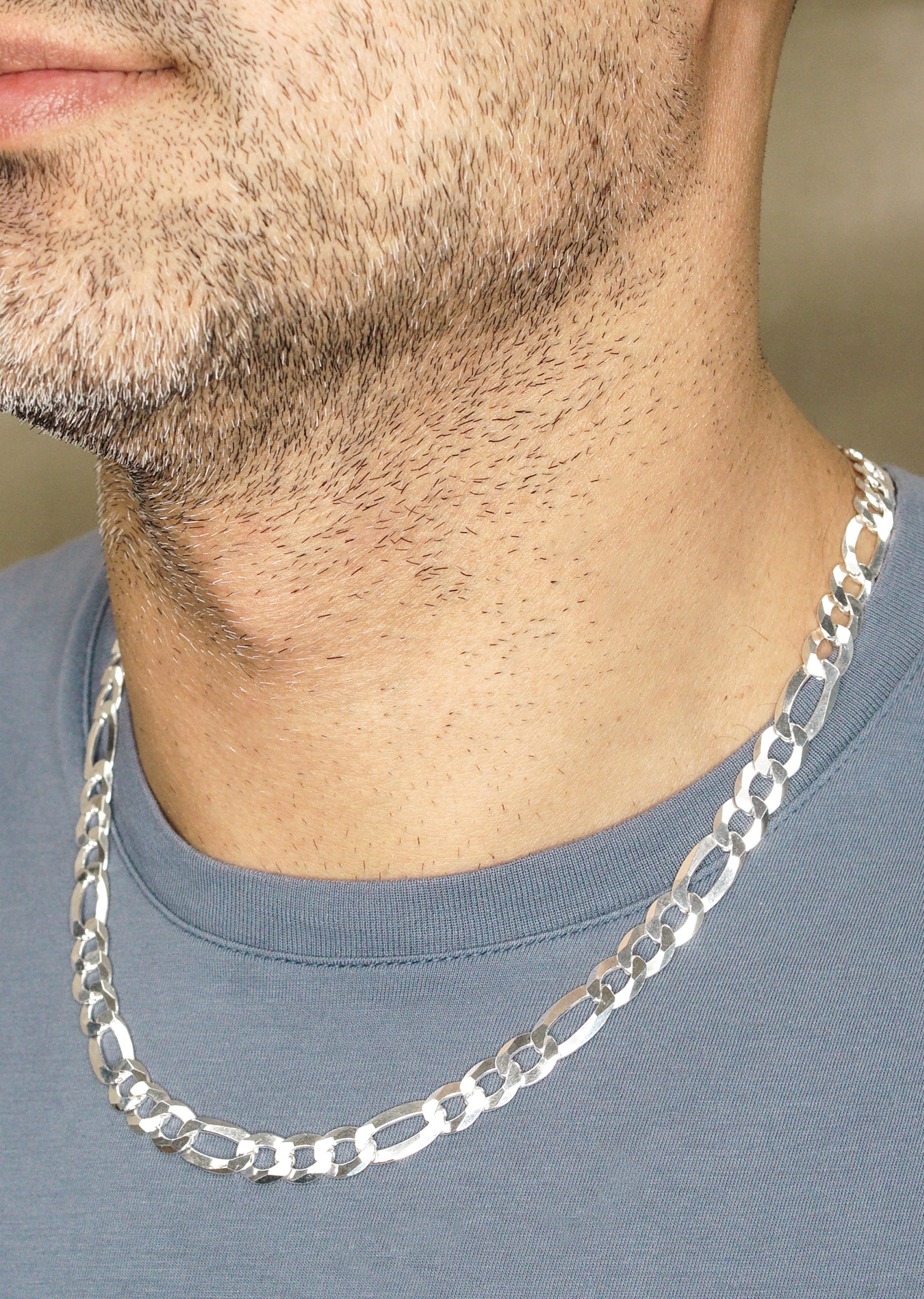 Chain 3mm Mens Silver Figaro Chain Necklace Silvora S925 Curb Link