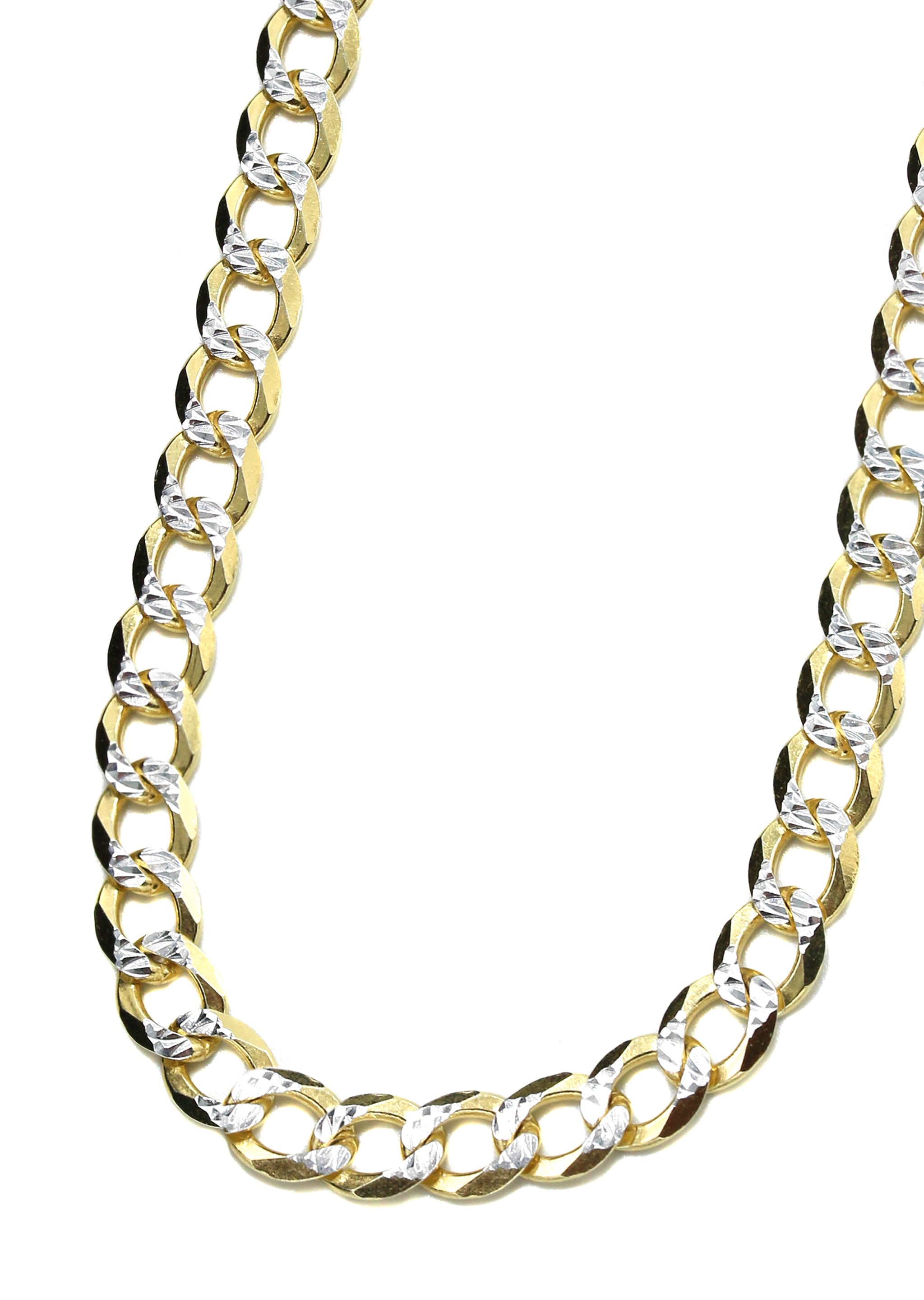 Men's Gold Necklace 14k Real Solid Mens Diamond Cut 5mm Cuban
