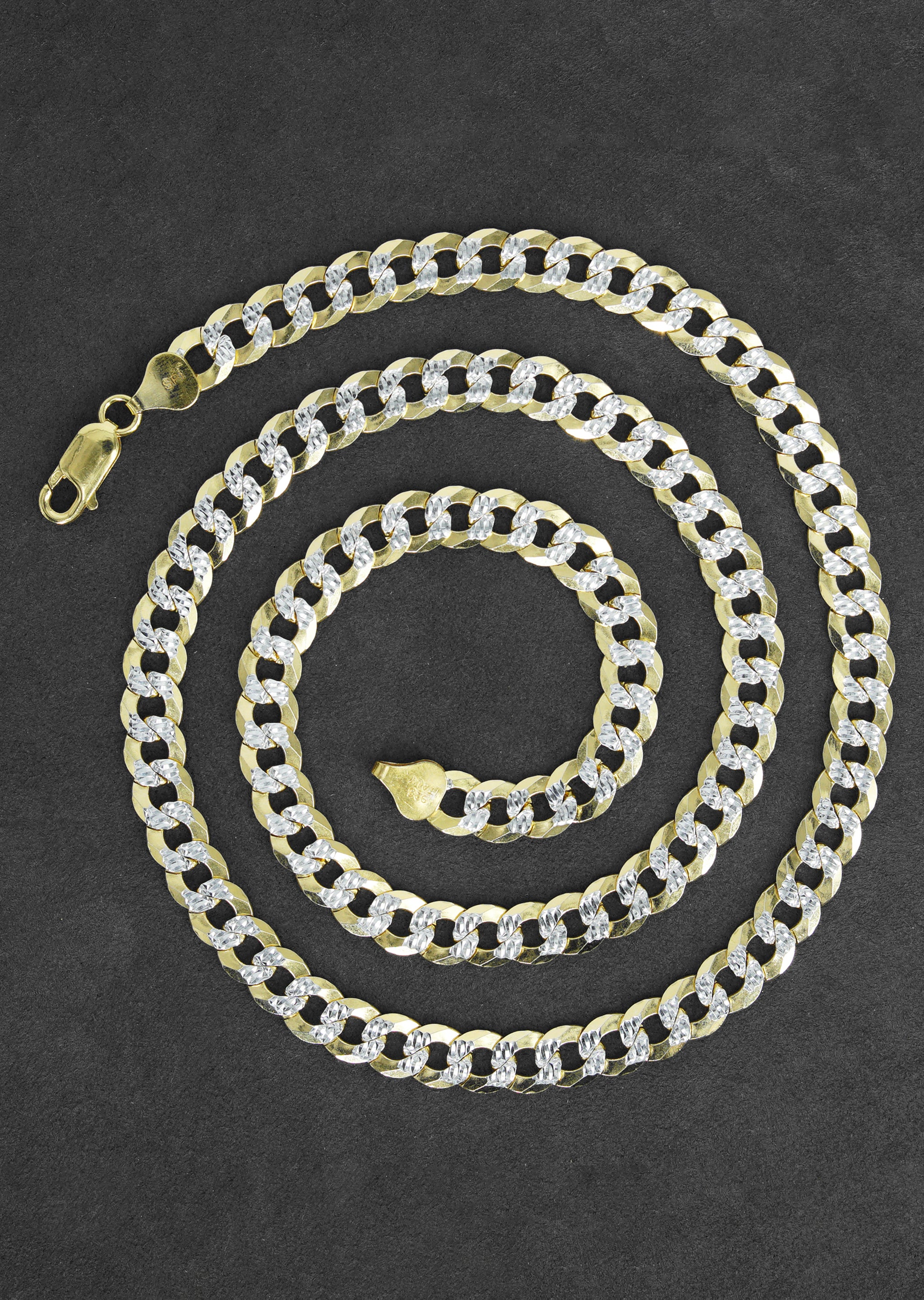 Silver Chain Mens Gold Chain Curb Cuban Diamond Cut Chain MM