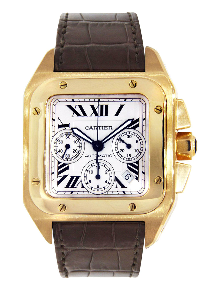 Cartier Santos 100 | 18K Yellow Gold High End Watch FrostNYC 