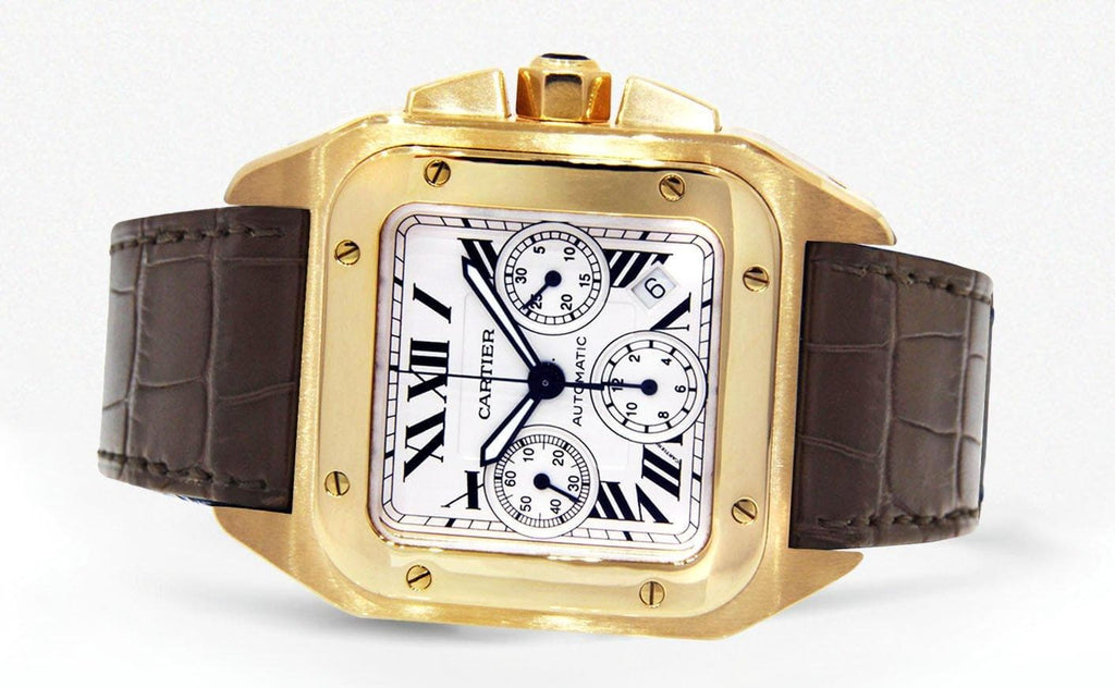 Cartier Santos 100 | 18K Yellow Gold High End Watch FrostNYC 