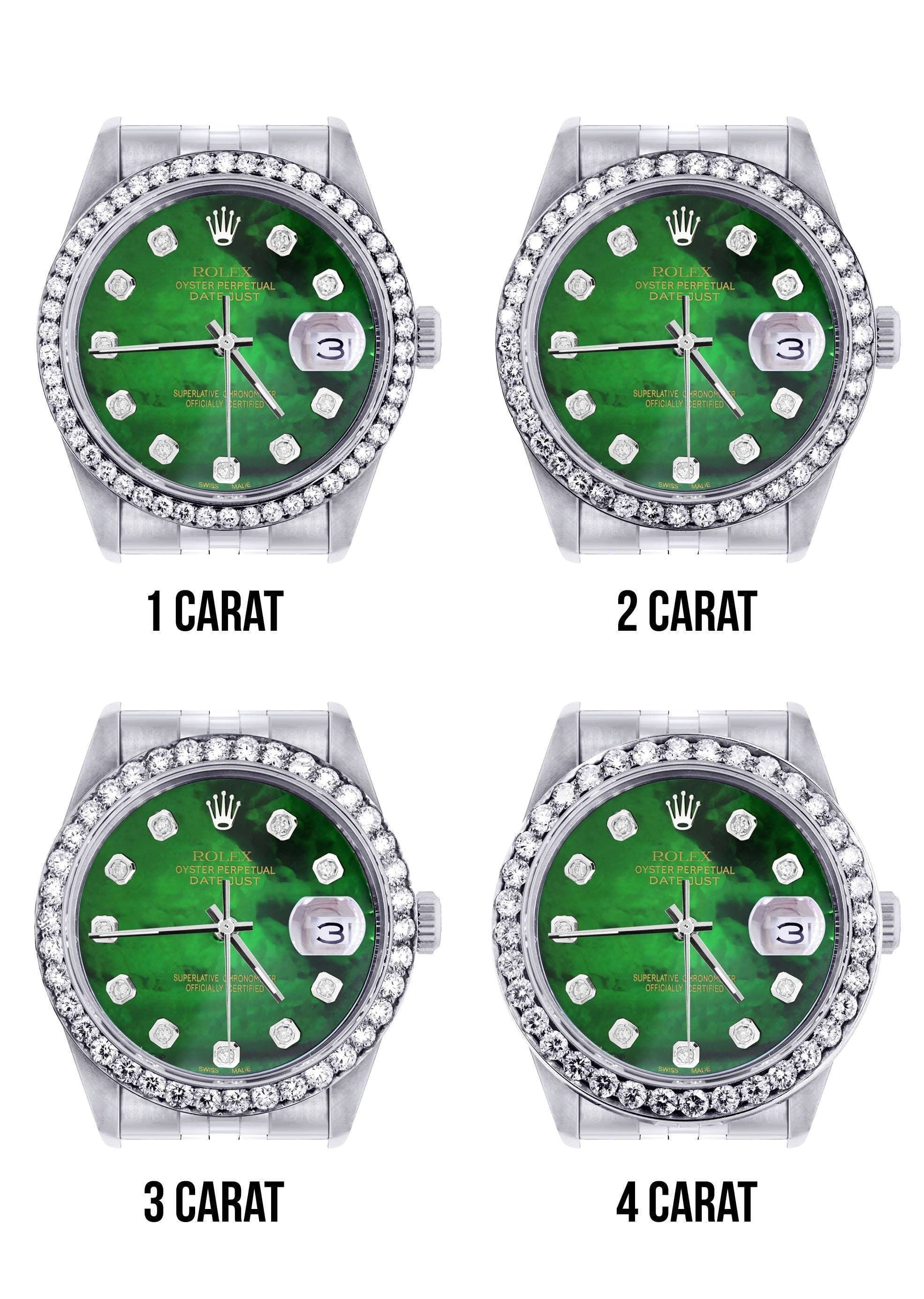 116200 | Hidden Clasp | Diamond Rolex Datejust Watch | 36Mm | Green Di