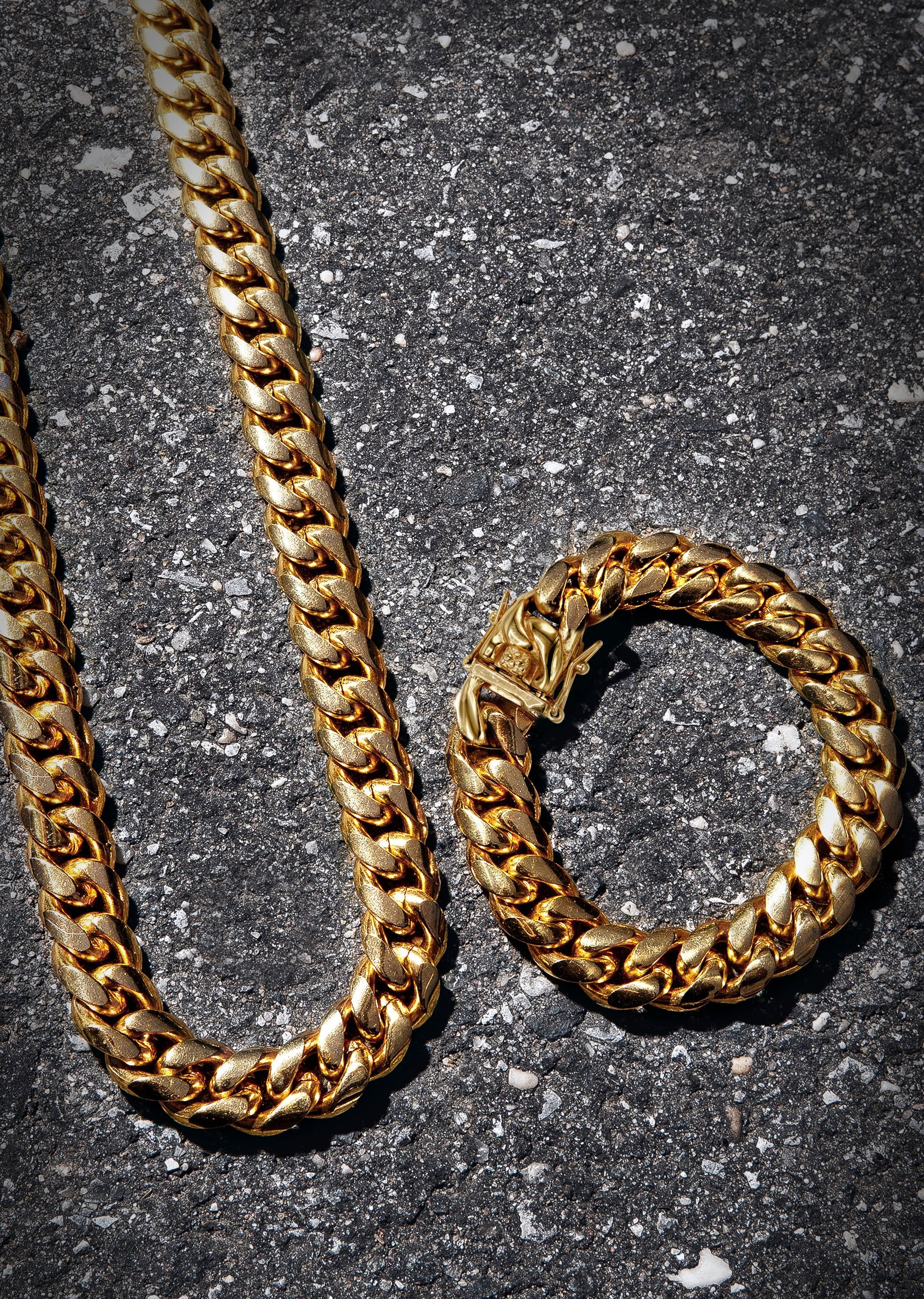 Solid Gold Plated Miami Cuban Link Chain Bracelet 14 Mm