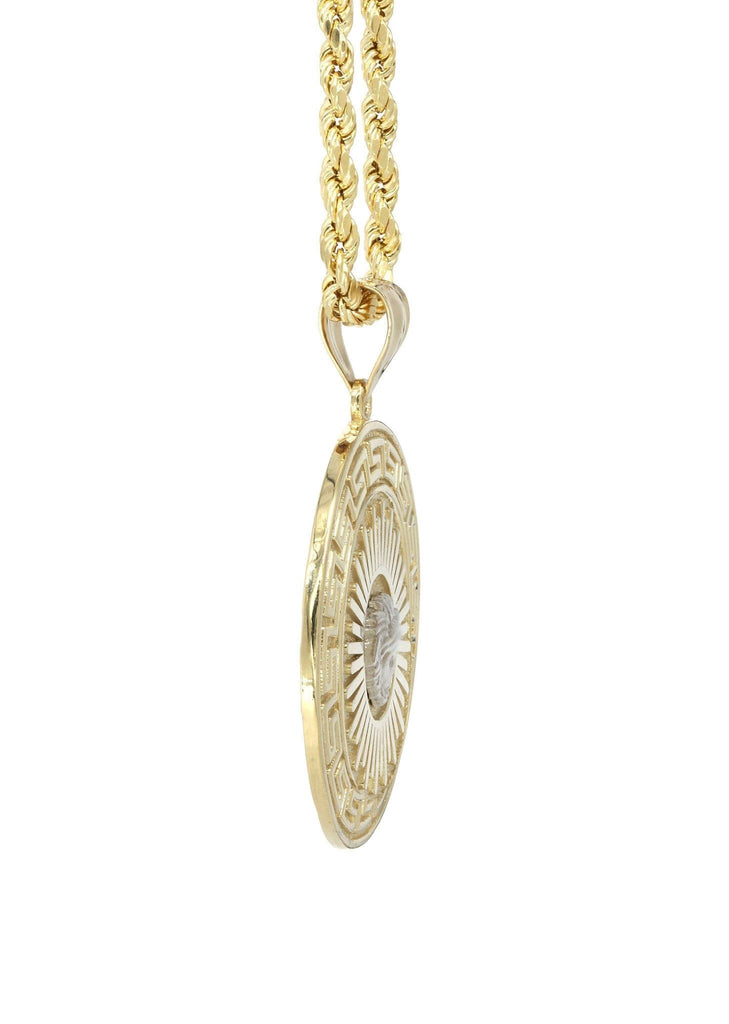 10K Yellow Gold Rope Chain & Medusa Style Pendant | Appx. 18.4 Grams chain & pendant FROST NYC 