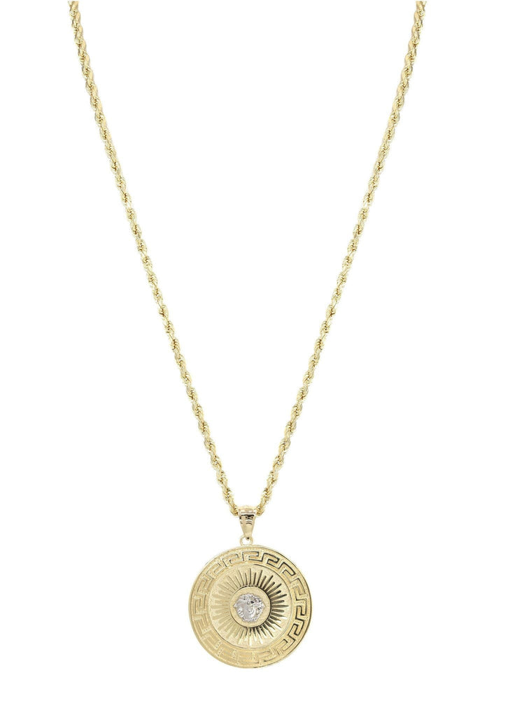 10K Yellow Gold Rope Chain & Medusa Style Pendant | Appx. 18.4 Grams chain & pendant FROST NYC 
