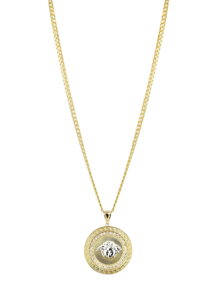 10K Yellow Gold Cuban Chain & Medusa Style Pendant | Appx. 29.9 Grams chain & pendant FROST NYC 