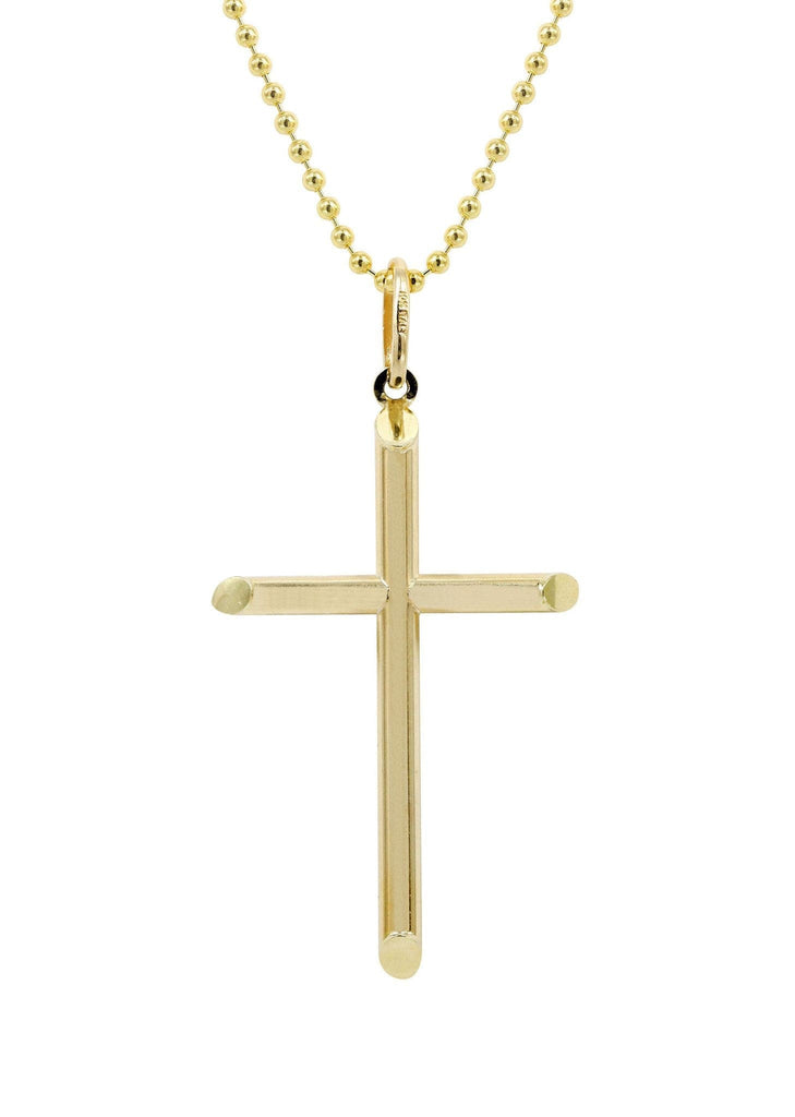 10K Yellow Gold Dog Tag Cross Necklace Grams