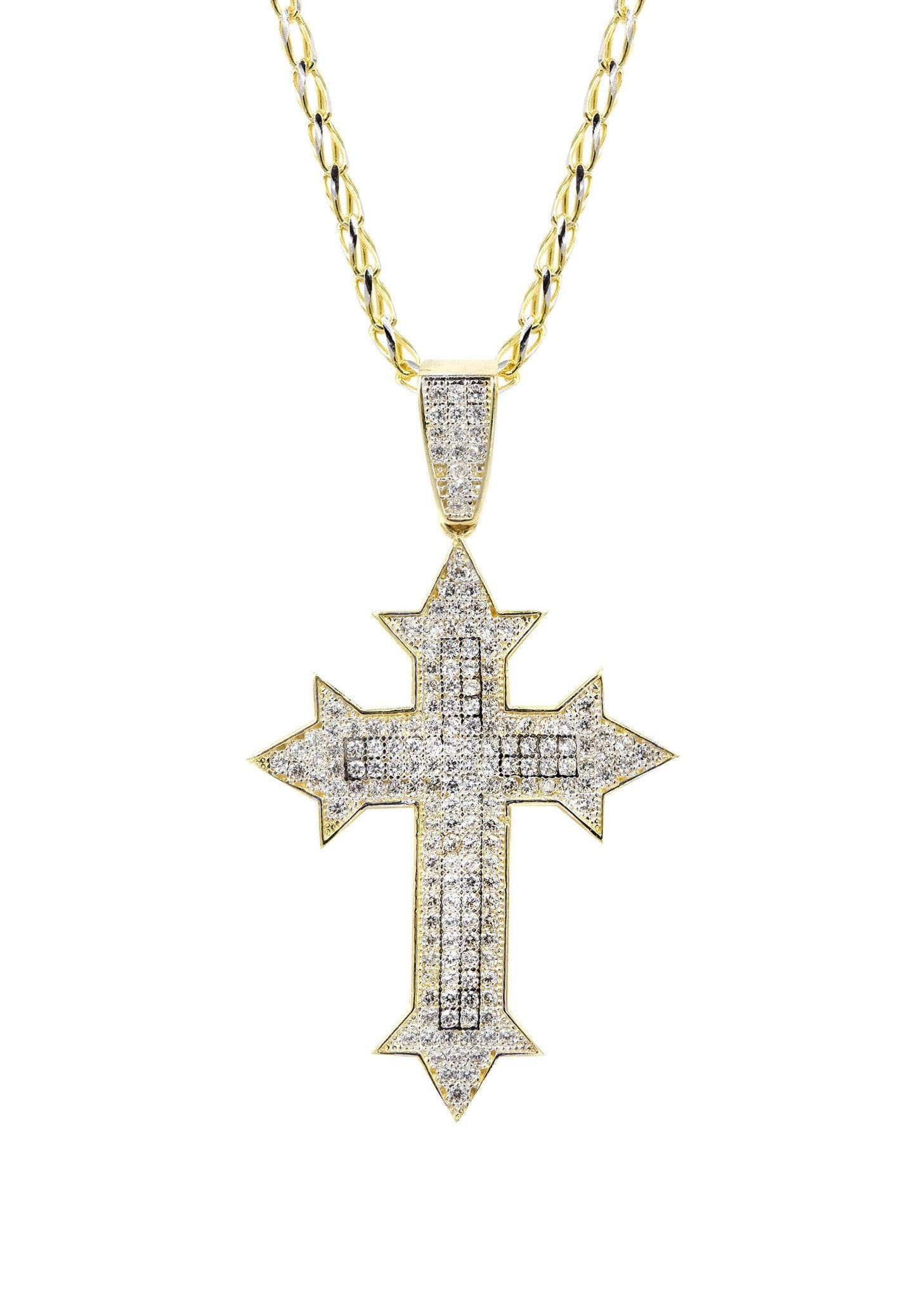 10K イエロー ゴールド ファンシー リンク ゴールド クロス ネックレス