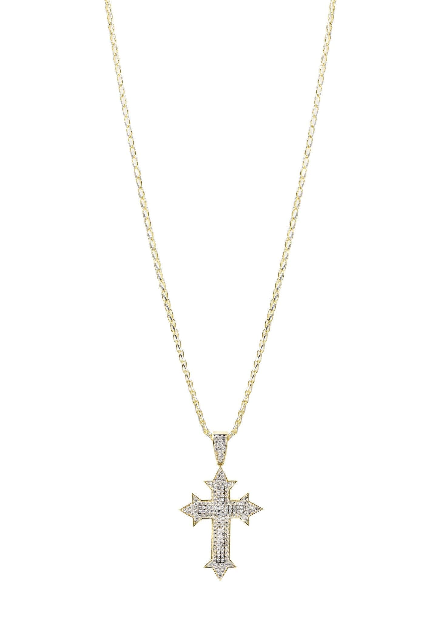 10K Yellow Gold Fancy Link Gold Cross Necklace | Appx. 13.5 Grams
