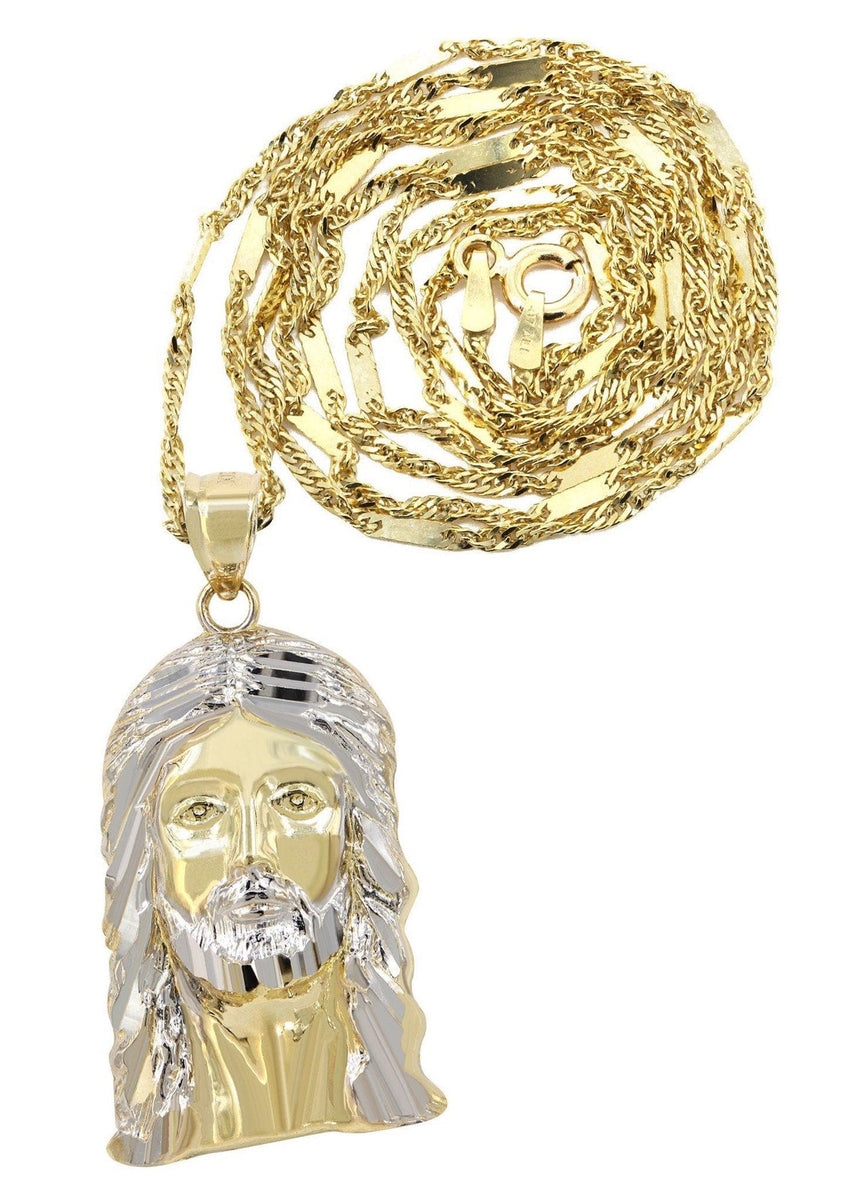 Yellow Jesus Chain 10K Yellow Gold Fancy Link Jesus Piece Chain | Appx. 6.4 Grams