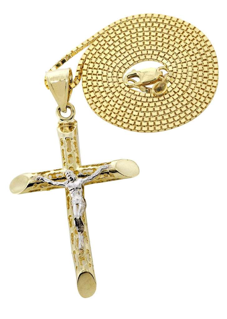 10K Yellow Gold Cross Crucifix Necklace Charm Pendant ~ 0.8 10K Yellow Gold Cross Crucifix Necklace Charm Pendant ~ 0.8