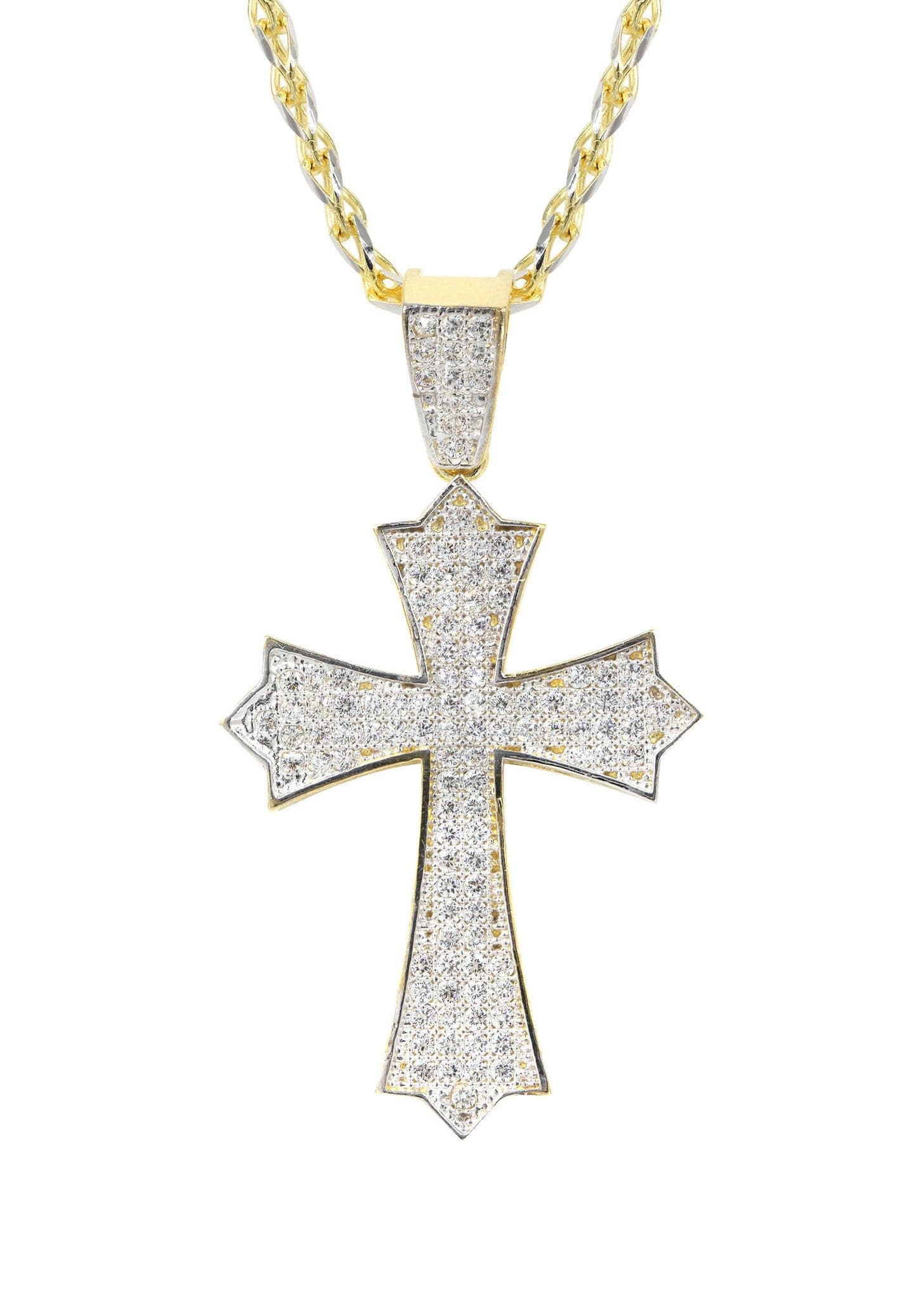 10K Yellow Gold Fancy Link Gold Cross Necklace | Appx. 12.3 Grams