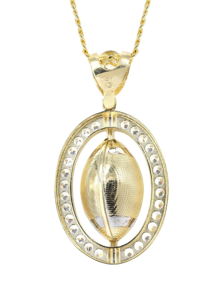 10K Yellow Gold Cuban Chain & Cz Football Pendant | Appx. 43.1 Grams chain & pendant FROST NYC 
