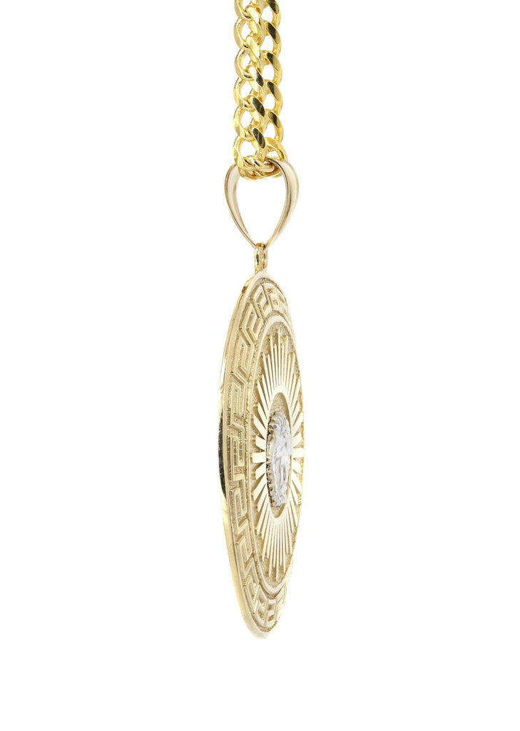 10K Yellow Gold Cuban Chain & Medusa Style Pendant | Appx. 28.6 Grams chain & pendant FROST NYC 