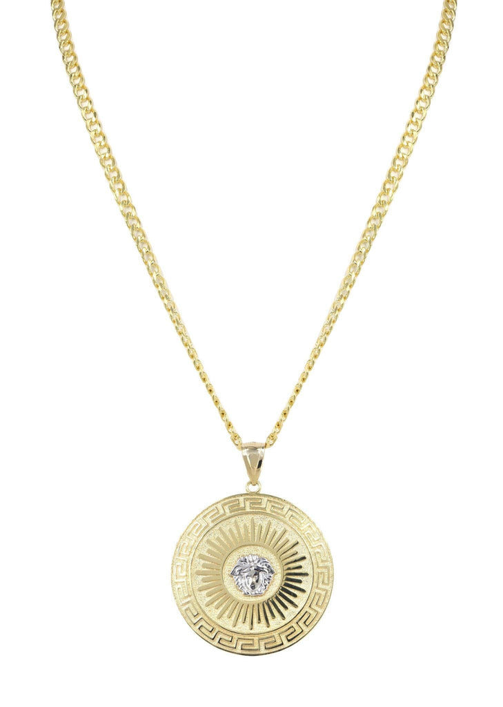 10K Yellow Gold Cuban Chain & Medusa Style Pendant | Appx. 28.6 Grams chain & pendant FROST NYC 