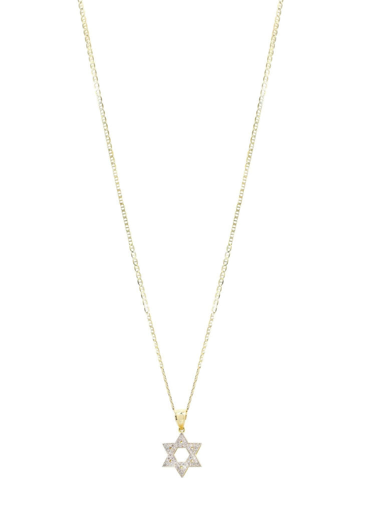 10K Yellow Gold Mariner Chain & Cz Star Pendant | Appx. 3.6 Grams chain & pendant FROST NYC 