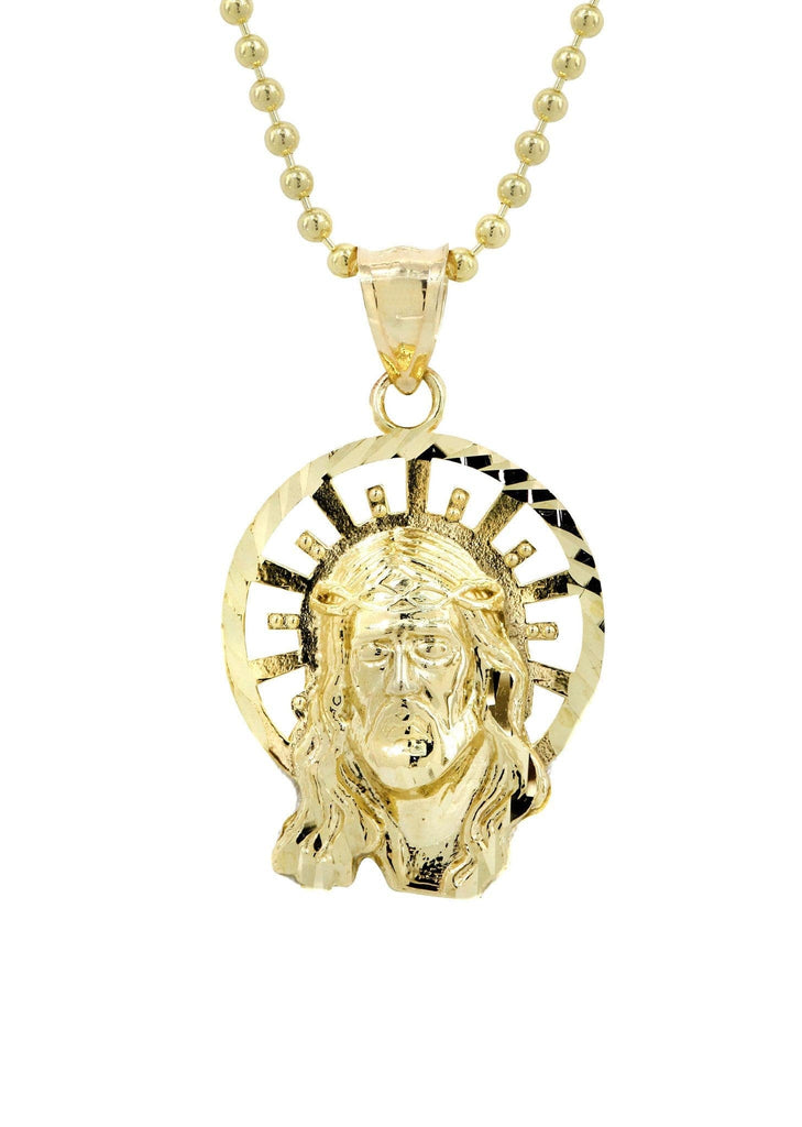 10K Yellow Gold Dog Tag Chain & Jesus Piece Chain | Appx. 8.5 Grams chain & pendant FROST NYC 