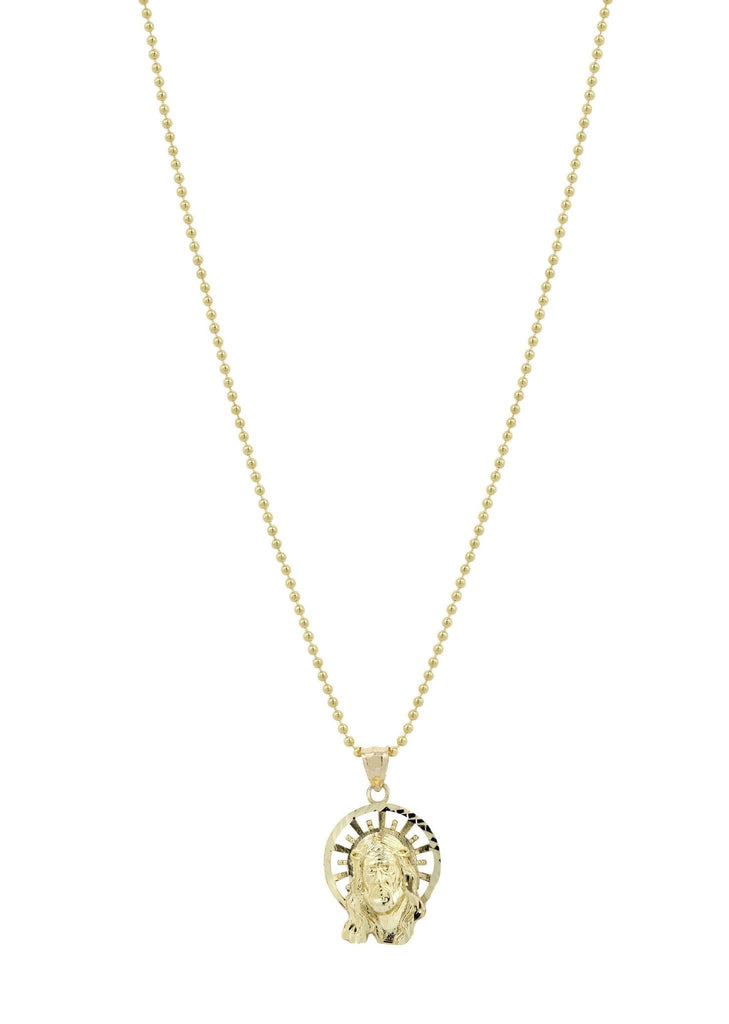 10K Yellow Gold Dog Tag Chain & Jesus Piece Chain | Appx. 8.5 Grams chain & pendant FROST NYC 