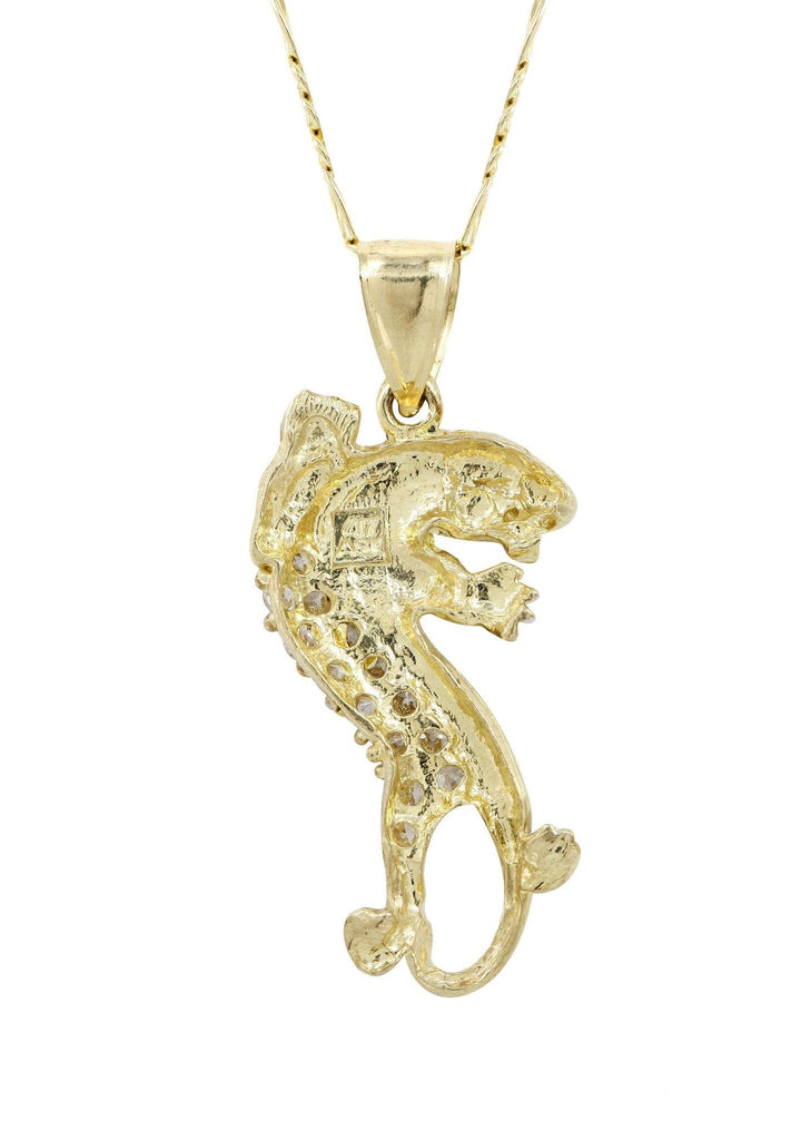 10K Yellow Gold Figaro Chain & Cz Tiger Pendant | Appx. 12 Grams chain & pendant FROST NYC 