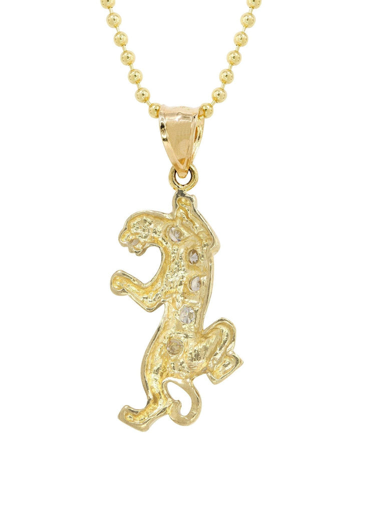 10K Yellow Gold Dog Tag Chain & Cz Tiger Pendant | Appx. 9 Grams chain & pendant FROST NYC 