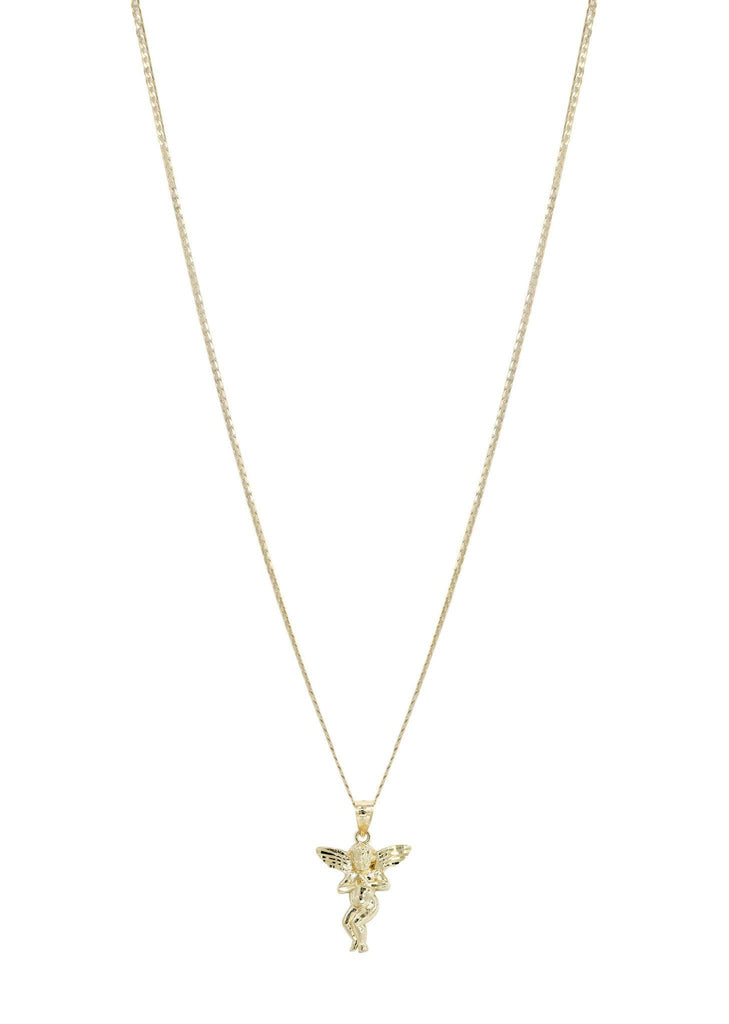 10K Yellow Gold Cuban Chain & Angel Pendant | Appx. 4.3 Grams chain & pendant FROST NYC 