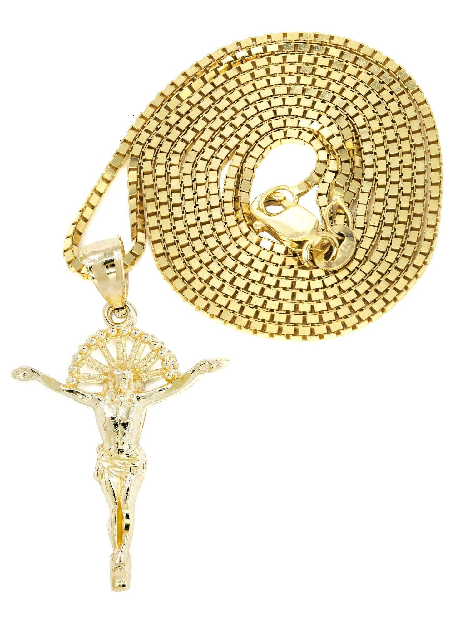 10K Yellow Gold Box Gold Crusifix Necklace | Appx. 5.3 Grams