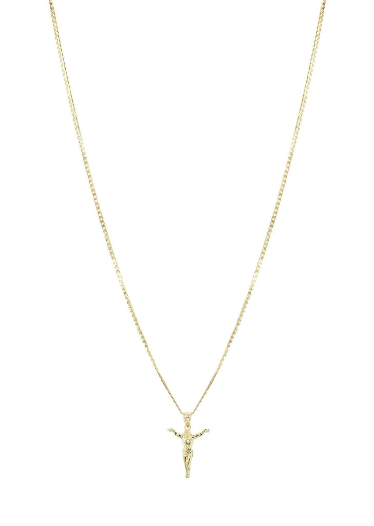 10K Yellow Gold Cuban Chain & Crusifx Pendant | Appx. 3.7 Grams chain & pendant FROST NYC 