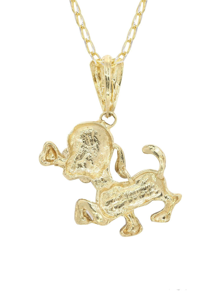 10K Yellow Gold Fancy Link Chain & Dog Pendant | Appx. 18.5 Grams chain & pendant FROST NYC 