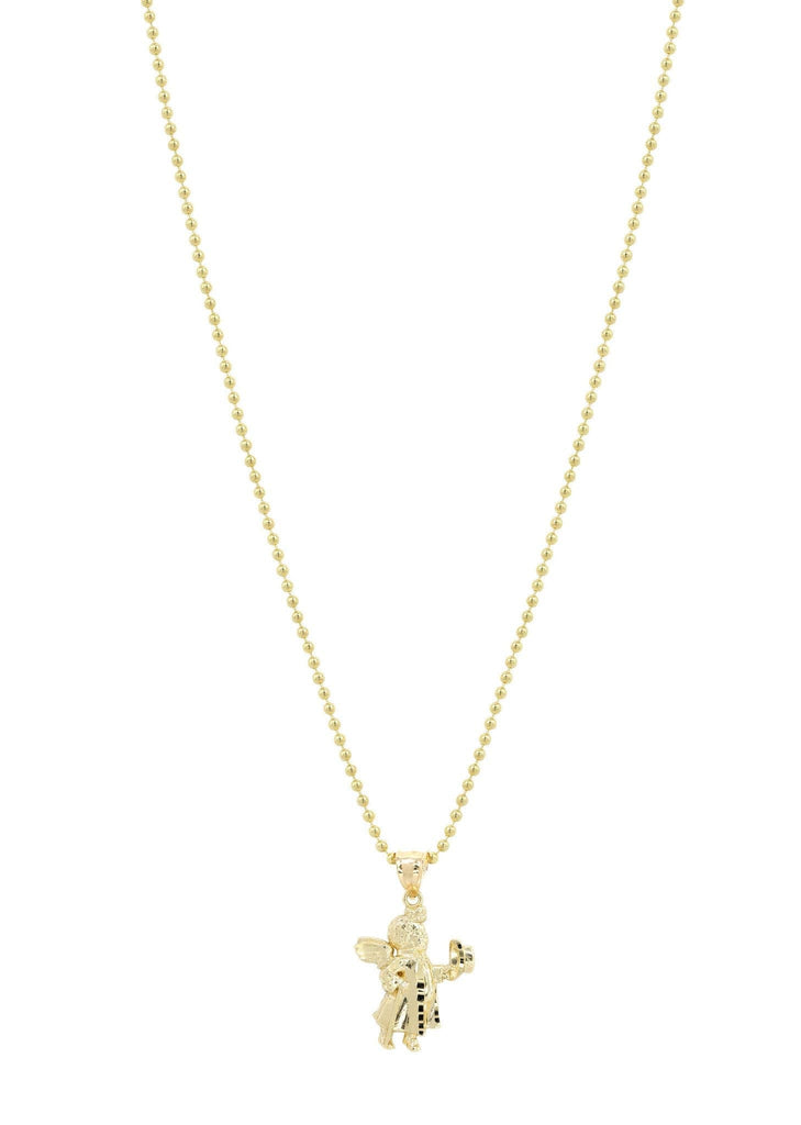 10K Yellow Gold Dog Tag Chain & Angel Pendant | Appx. 8.5 Grams chain & pendant FROST NYC 