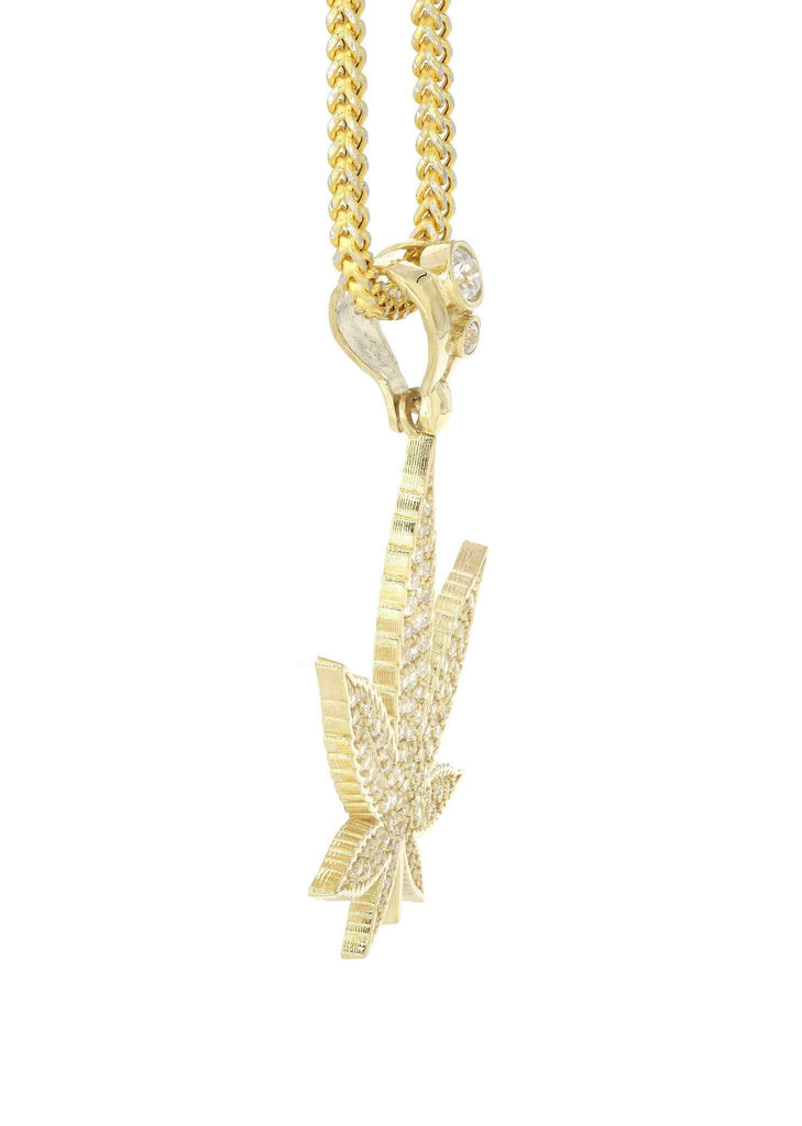 10K Yellow Gold Weed Necklace | Appx. 14.6 Grams chain & pendant FROST NYC 