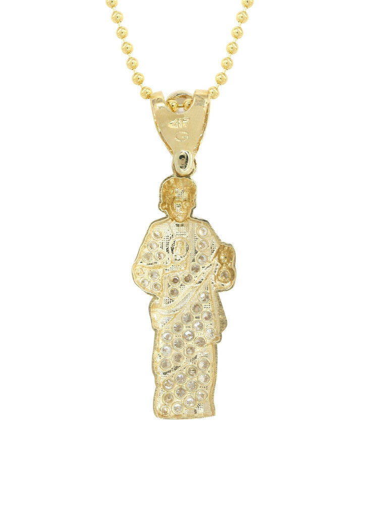 10K Yellow Gold Dog Tag Chain & Cz Jesus Piece | Appx. 10.8 Grams chain & pendant FROST NYC 