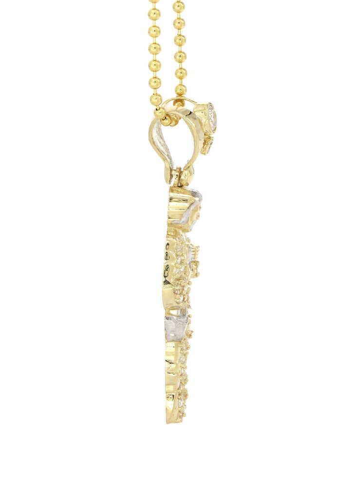 10K Yellow Gold Dog Tag Chain & Cz Jesus Piece | Appx. 10.8 Grams chain & pendant FROST NYC 