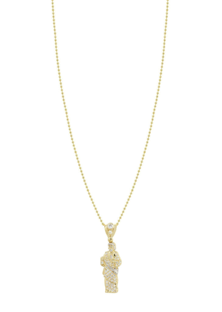 10K Yellow Gold Dog Tag Chain & Cz Jesus Piece | Appx. 10.8 Grams chain & pendant FROST NYC 