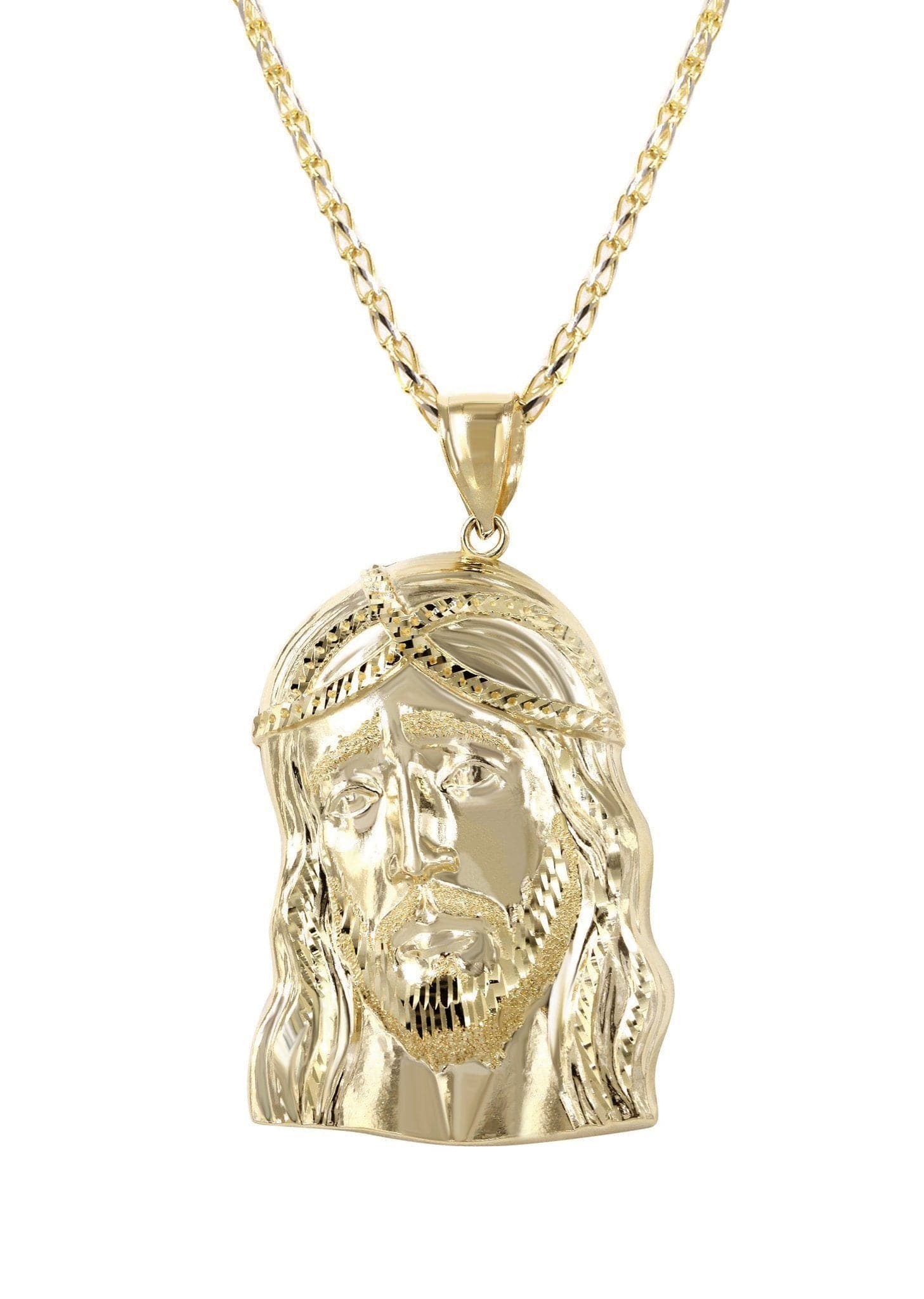 10K Yellow Gold Fancy Link Jesus Piece Chain | Appx. 15.2 Grams