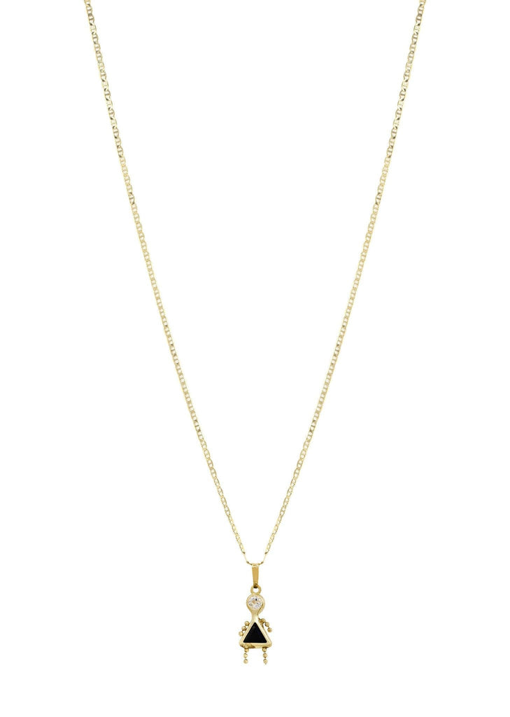 10K Yellow Gold Mariner Chain & Cz Children Pendant | Appx. 3.2 Grams chain & pendant FROST NYC 