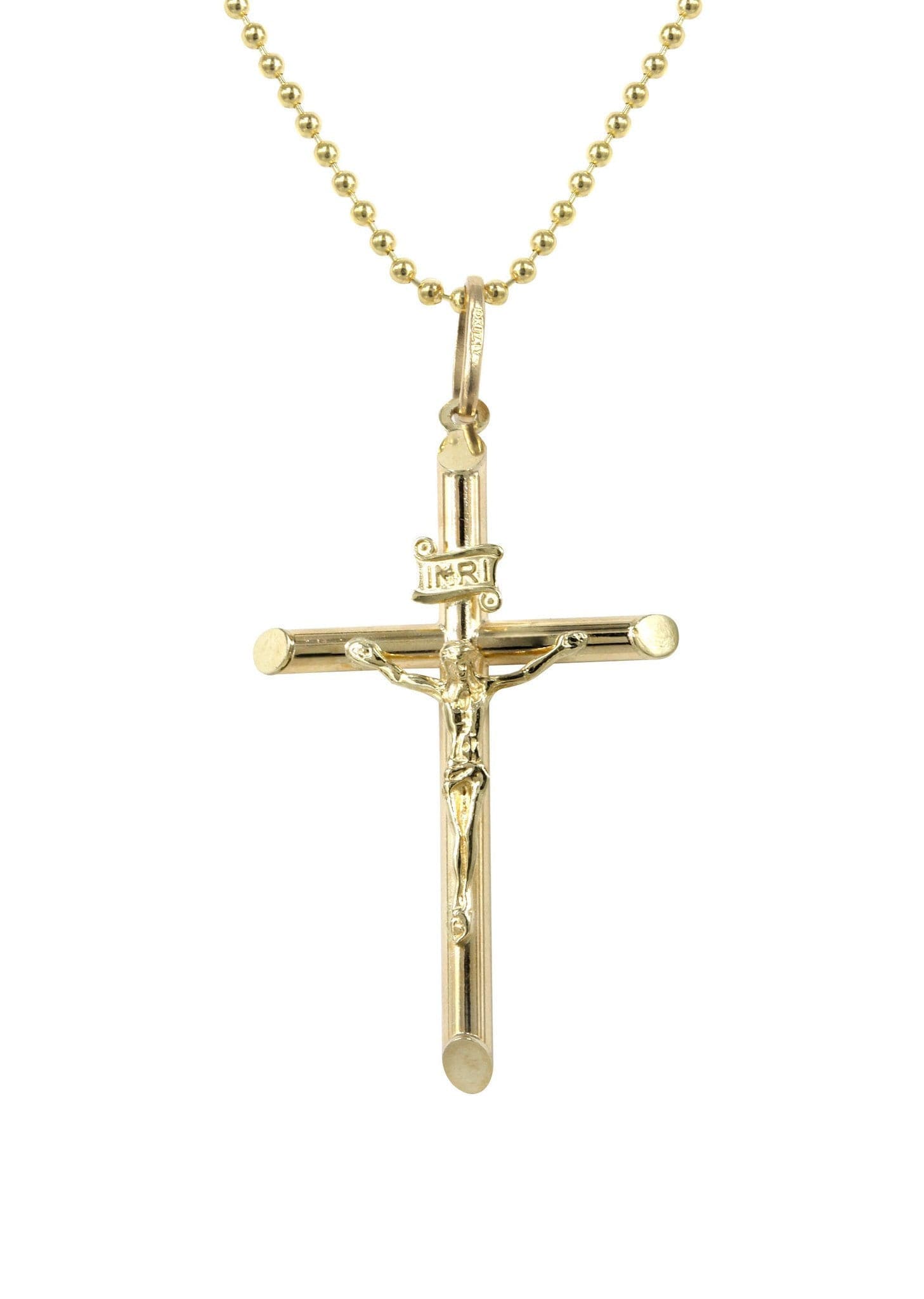 thumbnail interactive-video image 1 of Juweli House 9ct Gold Filled Topaz Crucifix Pendant Necklace – 20" Twist Chain, Free Gift Box 1 of 3