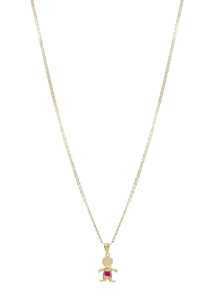 10K Yellow Gold Mariner Chain & Cz Children Pendant | Appx. 3 Grams chain & pendant FROST NYC 